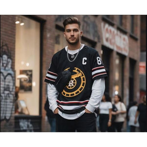 Men's Unbranded Blue & White Hockey Jersey XL-Heated Rivalry